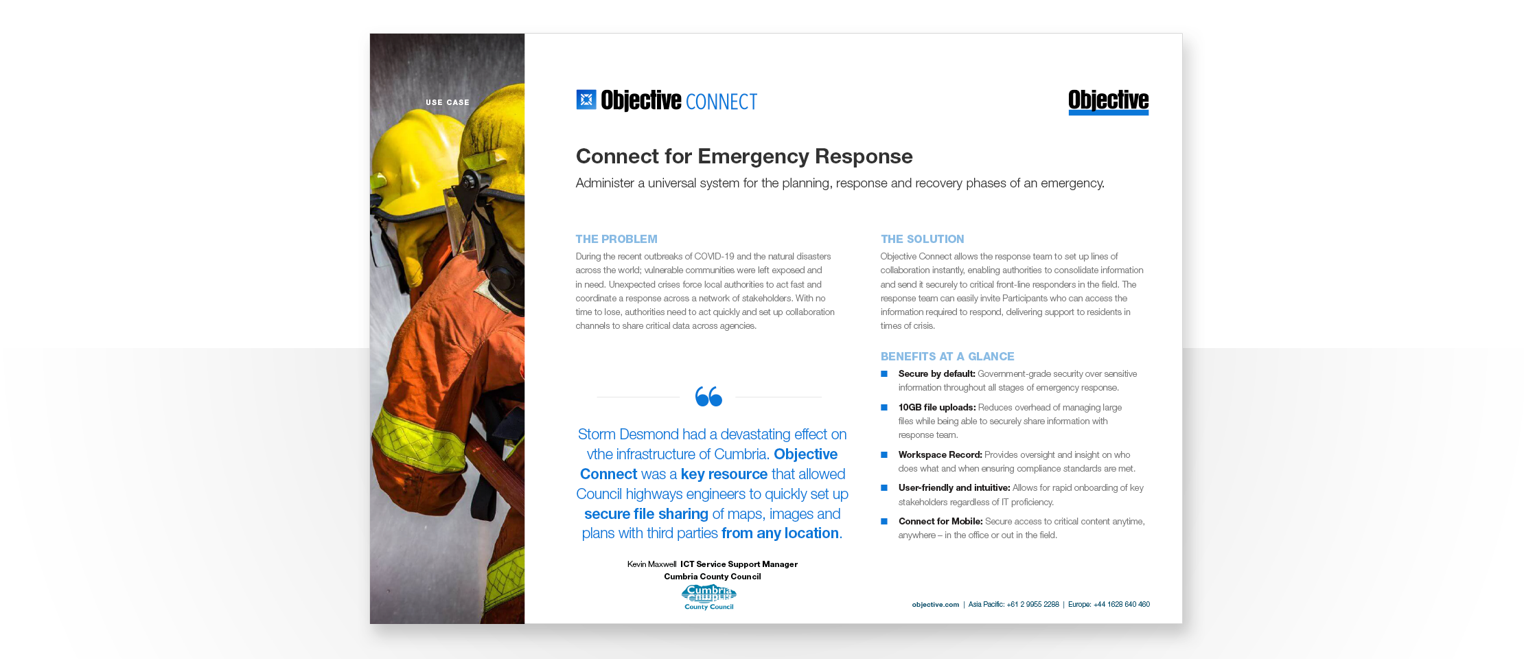 Use Case Emergency planning and response Objective Corporation