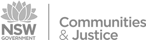 Logo nsw communities justice grey